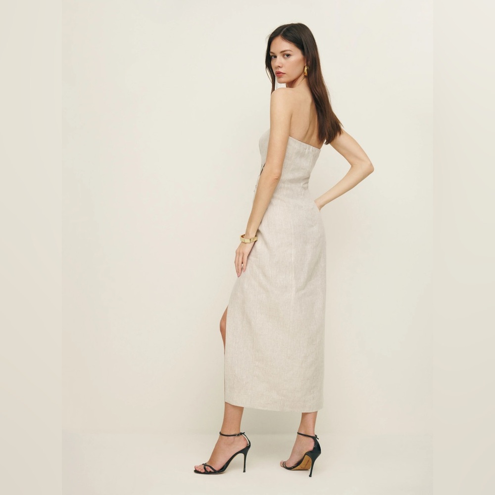 Reformation Tania Linen Dress Natural - Size 8